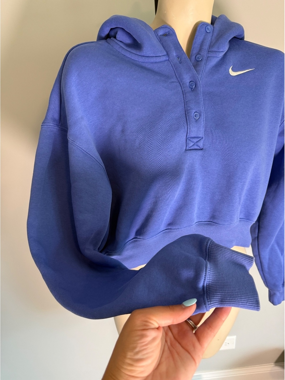 Nike Women's Cropped Hoodie in Blue XS - Picture 3 of 10